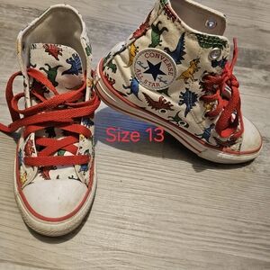 Converse Kids Dinosaur Print High-Top Sneakers - Red Laces